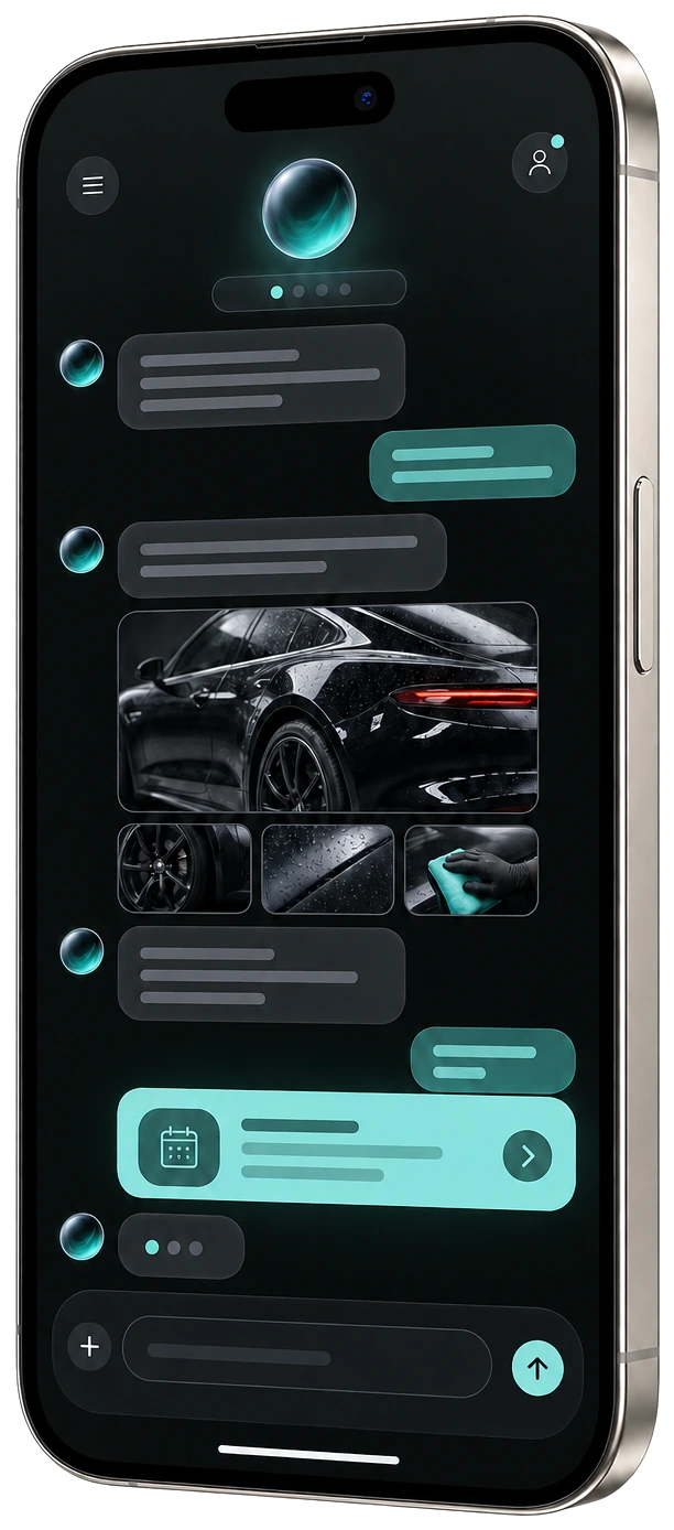 iPhone с диалогом AI-ассистента